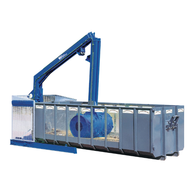 The Bergmann RP7700 Roll-Packer compacts of large quantities of garbage and waste in an open container