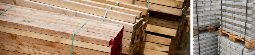 Bundled Timber with PET strapping