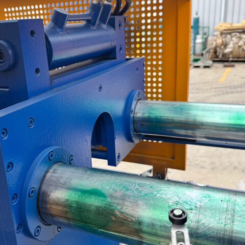 close up of hydraulic rams on tyre debeader