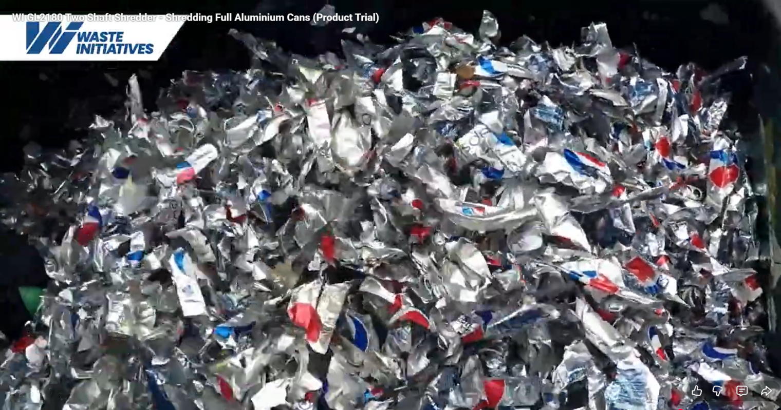 WI GL2180 Two Shaft Shredder - Shredding Full Aluminium Cans (Product Trial)