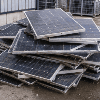 Solar panel stack ready for recycling