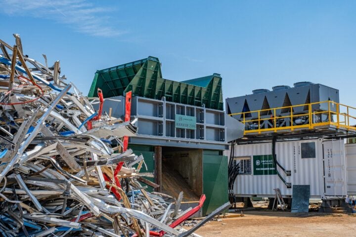 Industrial waste processing equipment at Waste Initiatives site in Australia.