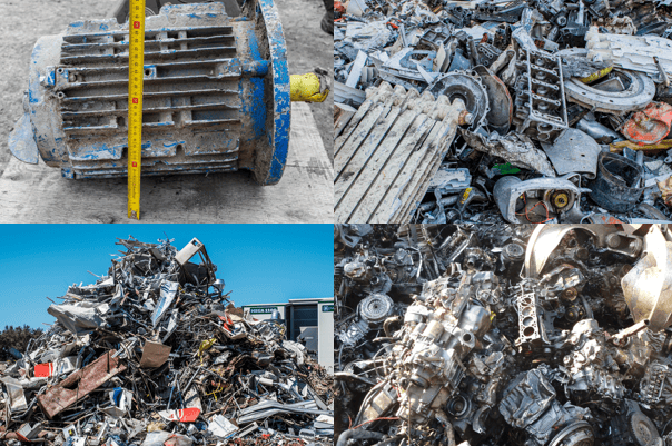 Scrap metal and industrial waste for recycling and processing.