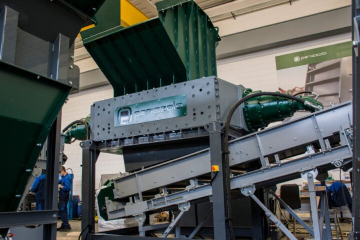 Industrial shredder by Panizzolo at Waste Initiatives exhibition.