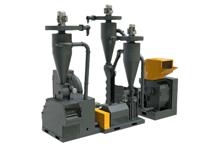 Industrial cable and copper recycling machinery for waste processing.