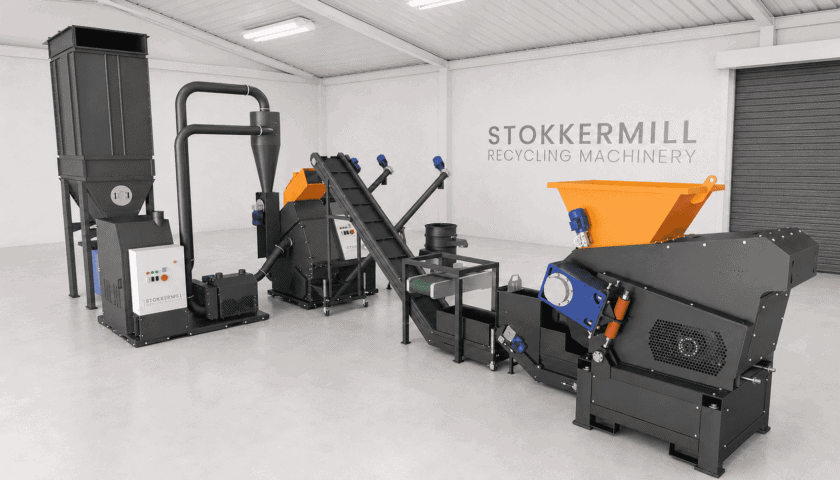 Industrial recycling machinery at Stokkermill facility in Australia.