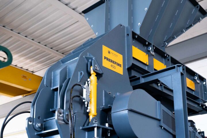 Industrial hammer mill for waste processing by Waste Initiatives.
